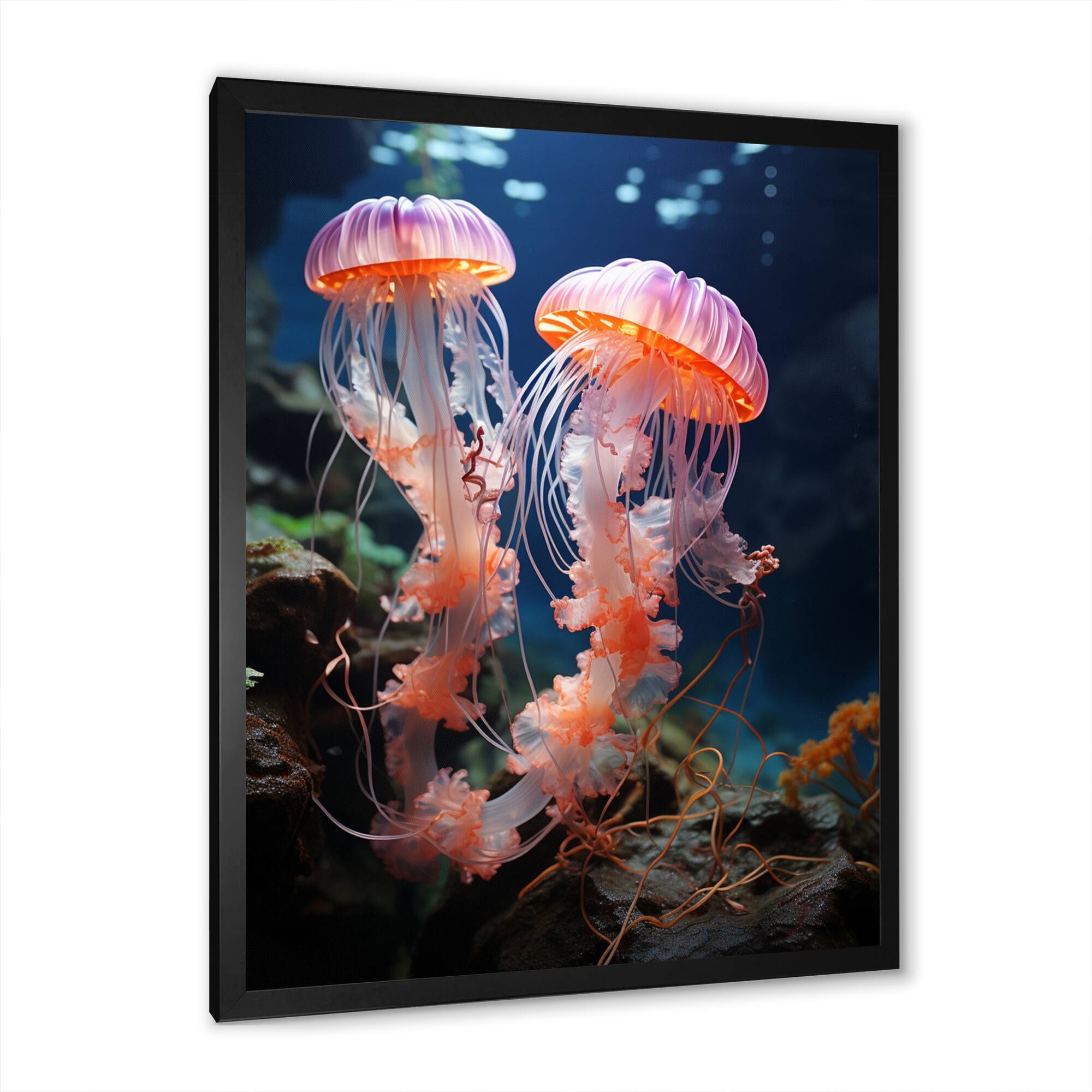 Designart "Animal Jellyfish Portrait II" Jellyfish Framed Canvas Prints